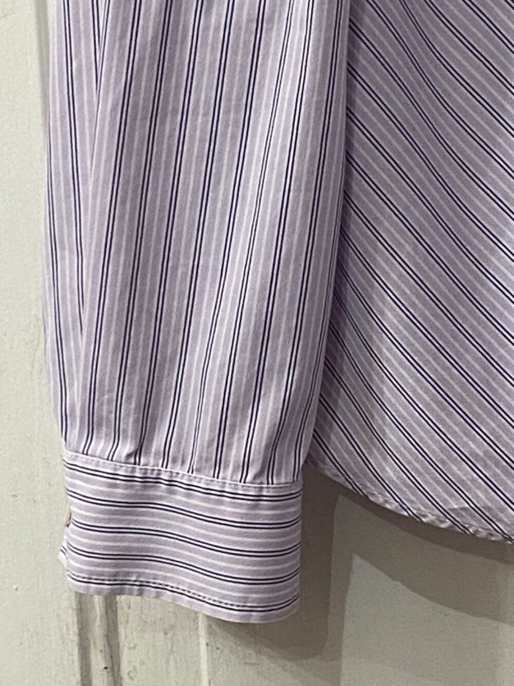 Lafayette 148 Sz 10 Blouse Button Up Shirt Long Sleeve Lavender/White Striped - Picture 4 of 10